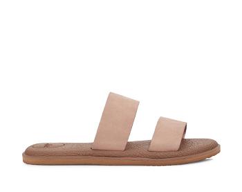 Tong Sanuk Yoga Gora Cuir Femme Rose | FR 7YXF